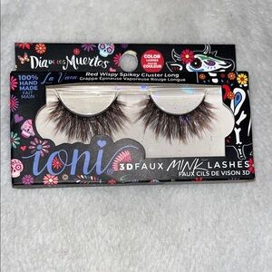 Toni 3D Faux Mink Lashes - Red Wispy Spikey Cluster